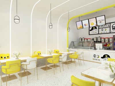 现代奶茶店3D模型下载